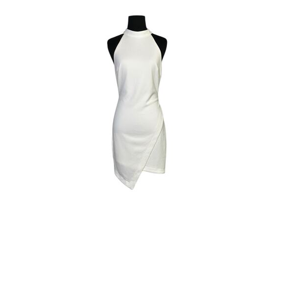 Aakaa white asymmetrical sleeveless halter party body con dress size Medium - Picture 12 of 15